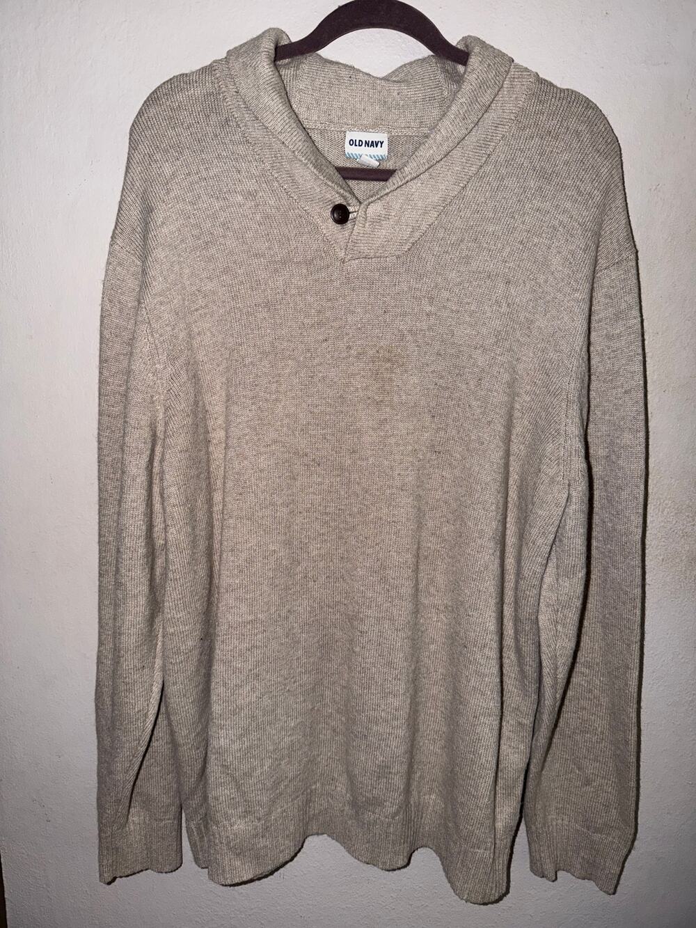 Old Navy 2012 Shawl Collar Sweater XXL Oatmeal Heather